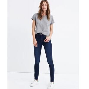 Madewell Dark Wash 25 Petite 10" High Rise Skinny Jeans Hayes Wash Casual Preppy